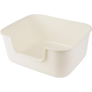 Large Cat Litter Box with High Sides,Cat Boxes for Indoor Cats,Cat Litter Pan for Kitty,Litter Box with Low Entry,Easy to Clean,Anti-Splashing (White-Long Side Entry)