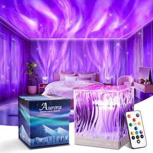 One Fire Teenager Girl Gift Ideas Northern Lights Projector,18 Colors Aurora Light Projector,Dimmable Aurora Projector Mood Lighting for Bedroom Lights,Remote Galaxy Light Projector Purple Lamp