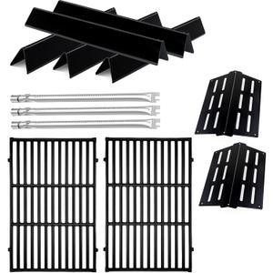 Genesis Grill Parts for Weber Genesis E310 with 7524 Cast Iron Grill Grate Porcelain Flavorizer Bars 7622 Heat Deflector and 62752 Gril Burners for Weber Genesis 300 Series, Genesis E330 S330