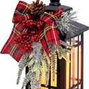 Vintage Candle Lantern with Flameless LED Light - Decorative Indoor & Outdoor Lanterns for Porch - Christmas (RED)