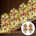 Daifunli 2 Pack Christmas Teardrop Swags with Lights 24" Prelit Christmas Stairway Elf Swag with Bow Red and Green Ball Battery Operated Swag for Xmas Stairs Indoor Outdoor Front Door Decorations