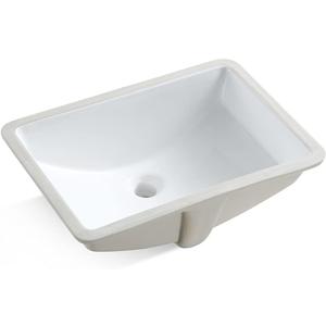 MEJE #202F -20.9 Inch Porcelain Undermount Bathroom Sink, Rectangle Lavatory Vanity Sink, Undercounter Basin, White (20-7/8 x 14-3/4 x 8-3/8 in)