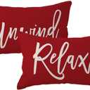 ULOVE LOVE YOURSELF Relax&Unwind Throw Pillow Covers 12x20 Farmhouse Spring Summer Decorative Lumbar Pillowcases Porch Patio Cushion Covers 2Pack for Bedroom Living Room Sofa Couch Home Decor (Red)
