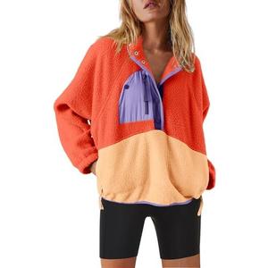 Nirovien Womens Fleece Pullover Long Sleeve Sherpa Jacket Button Down Fuzzy Sweatshirt Warm Outwear with Pockets, Small