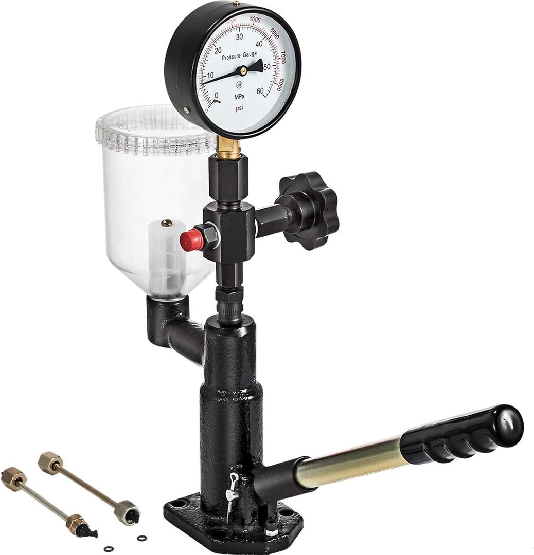 Vevor 400Bar 6000PSI Diesel Fuel Injector Tester Diesel Injector Nozzle Tester with Dual Scale Gauge to Adjust Injector Nozzle Pressure and Testing Diesel Injector Nozzle Pop Pressure Tester