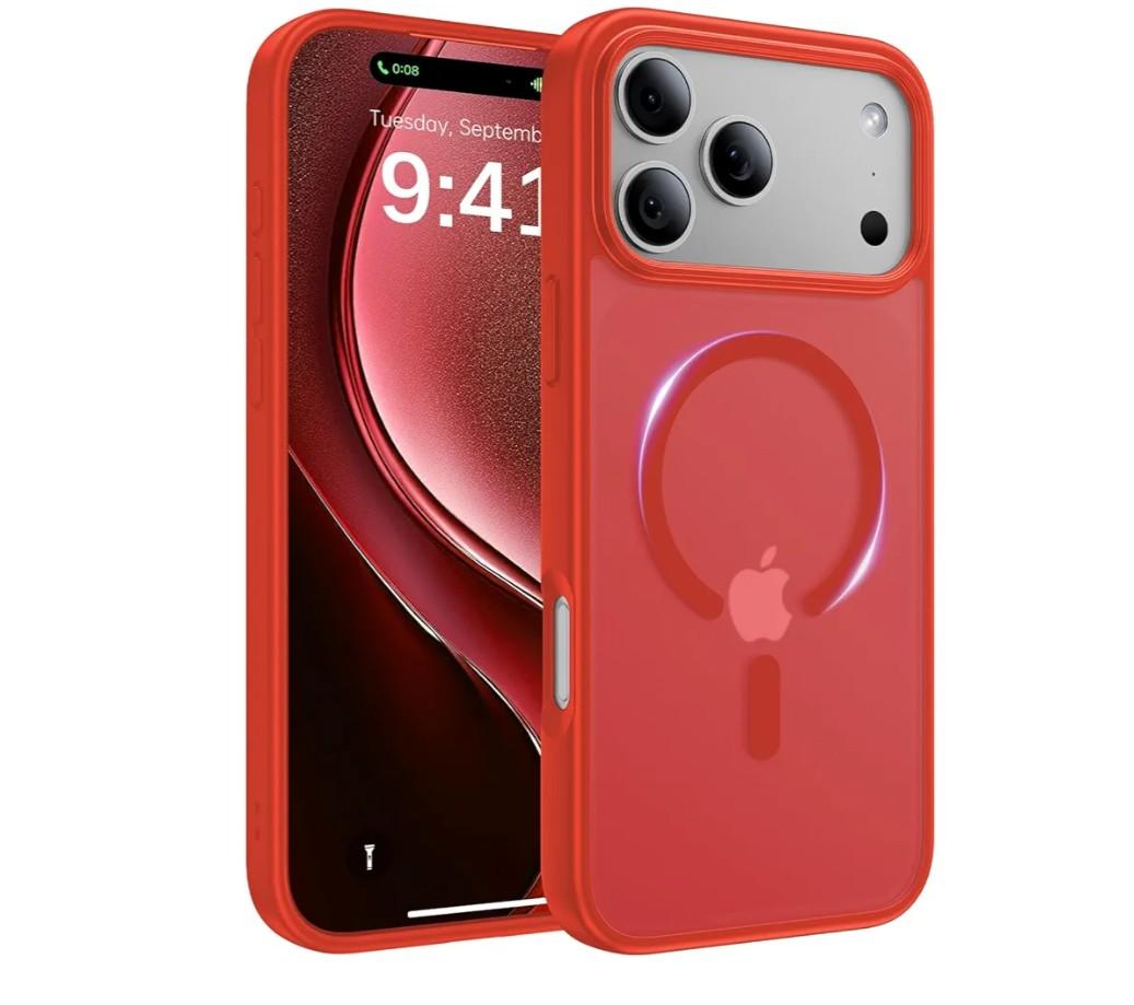 Magnetic for iPhone 17 Pro Case, [Anti-Slip] [Military-Grade Drop Protection] [Camera Protection] Skin-Friendly Slim Matte Shockproof Protective for iPhone 17 Pro Phone Case, Red