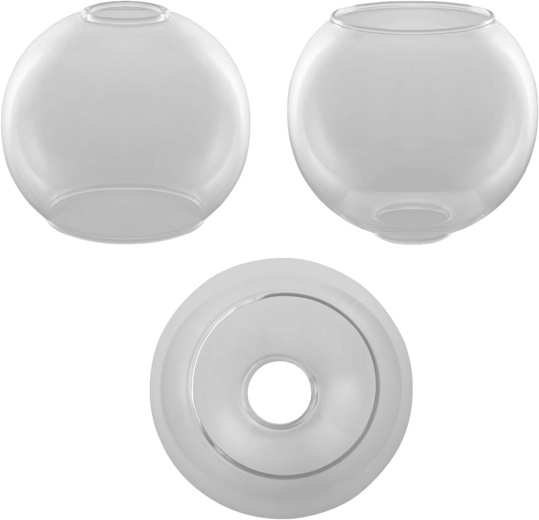 3 Pack Clear Glass Globe Shade Fixture Replacement, 5.11 Inch Diameter, E26 Base 1-5/8 Inch Fitter, Glass Globe Lampshade Cover for Pendant Wall Sconce Chandelier Vanity Light (Clear, 5.11 Inch)