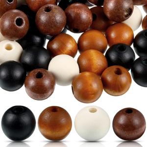 Jetec 160 Pcs 16mm Wood Beads for Craft Rustic Farmhouse Natural Wood Hair Beads for DIY Round Handmade Polished Spacer Home Decor(1.6 cm,Relaxing Color)