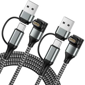 Compatible for Garmin Watch Charger 2 in 1 USB C & USB A Charger Cable for Garmin Watch L-Shape Braided Charging Cable for vivoactive 5 Fenix, Forerunner, Instinct, Venu, Tactix, Approach-2Pack 3.3FT