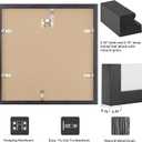 puthiac 16x16 Solid Oak Wood Picture Frame, Fits 12x12 with Mat or 16x16 Without Mat, Wall Display Only, Plexi Front, 1 Pack, Black