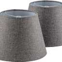 Set of 2 Medium Gray Spider Fitter Replacement Lamp Shades for Table Lamps, 6.9"H x 6.313" Top D x 9.8" Bottom D