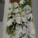Ling's Moment Fake Flowers Box, Artificial Faux Greenery Stems Silk Hydrangea Foam Rose for Wedding Bouquets Centerpieces Table Decorations Floral Picks Arrangements, White & Cream, Deluxe Combo