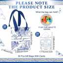 Kolldenn 50 Pack Small Blue Chinoiserie Wedding Gift Bags Bulk Something Blue and White Floral Thank You Gift Bags with Handles Cards for Wedding Bridal Shower Birthday Bachelorette Party