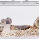 Large Hamster Cage, 40 x 20 x 20 in Chew-Proof Metal Frame, Clear Acrylic with Vent Holes, Hinged Top with Stainless-Steel Mesh  Hamster Enclosure