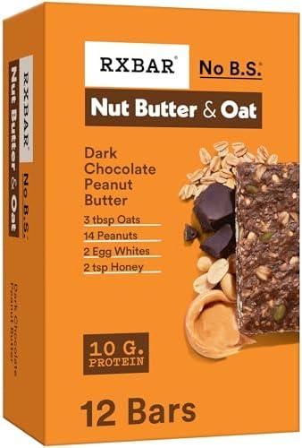 RXBAR Nut Butter and Oat Protein Bars, Protein Snacks, Snack Bars, Dark Chocolate Peanut Butter, 23.2oz Box (12 Bars) Exp. 02/26/2027