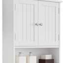 Bathroom Wall Cabinet, Bathroom Cabinet Wall Mount with 2 Doors and Open Shelf, Over The Toilet Wall Storage Cabinet, Bathroom Medicine Cabinet, 21.5"L x 7.8"W x 23.6"H