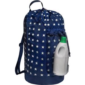 Dalykate Backpack Laundry Bag, Laundry Backpack with Shoulder Straps and Mesh Pocket Durable Nylon Clothes Hamper Bag with Drawstring Closure for College, Travel, Laundromat, Apartment (Starry Blue) Dalykate Backpack Laundry Bag, Laundry Backpack with Shoulder Straps and Mesh Pocket Durable Nylon Clothes Hamper Bag with Drawstring Closure for College, Travel, Laundromat, Apartment (Starry Blue)