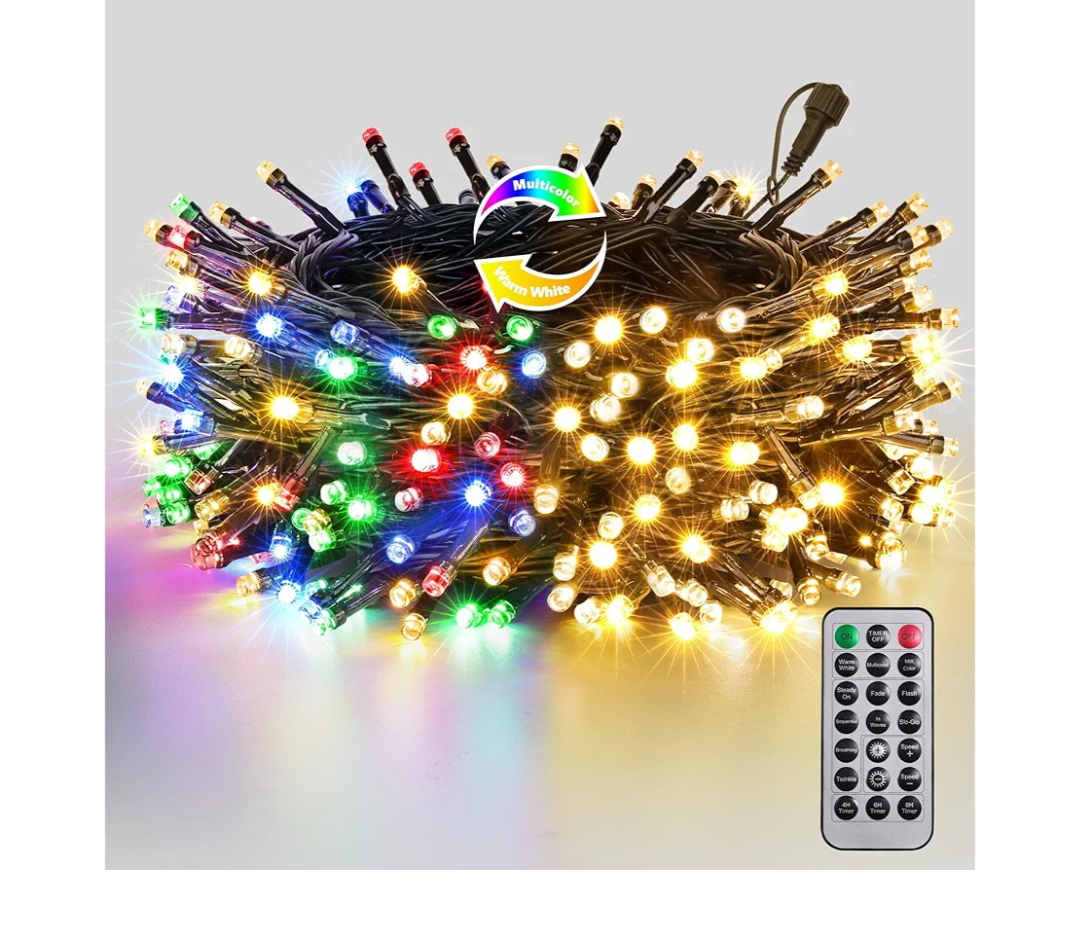 Joomer Color Changing Christmas Lights, 66FT 200 LED String Lights with Remote Timer Dimmable Connectable Fairy String Outdoor Waterproof for Christmas Decoration (Warm White to Multicolor)