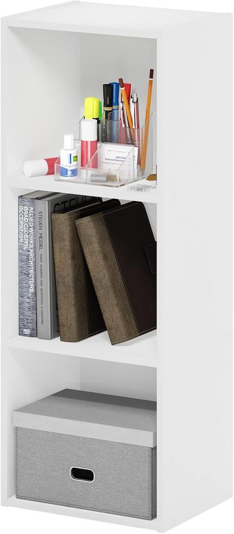 Furinno Pasir 3-Tier No Tool Assembly Open Shelf Bookcase, White