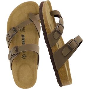 CUSHIONAIRE Luna Sandals for Women, Cork Footbed Womens Sandals for Summer Comfort with Adjustable Straps, 9.5M