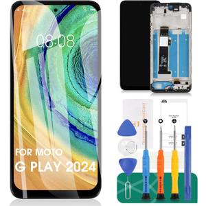 for Motorola Moto G Play 2024 LCD Replacement Screen for Moto G Play 2024 Screen Repair Kits for Moto G Play Gen 3 LCD Display Touch Screen Digitizer Assembly Repair Kits with Frame