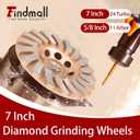 findmall 7 Inch 24 Turbo Diamond Segments 5/8 Inch -11 Arbor Grinding Wheels Diamond Cup Grinding Wheels