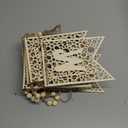 Menkxi 3 Pcs Eid Ramadan Mubarak Banner Wooden Ramadan Mubarak Decoration Rustic Bead Decorations Banner Muslim Party Decor Supplies for Home Fireplace Indoor Outdoor (Large, Black Letters)