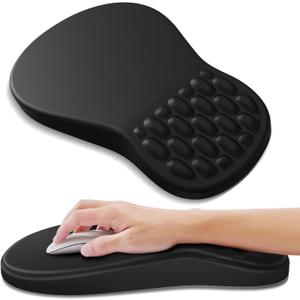Ergonomic Mouse Pad with Wrist Rest Support, Mousepad with Comfortable Memory Foam Wrist Rest and Non-Slip PU Base for Pain Relief, Computer, Laptop, Office, Home (Black)