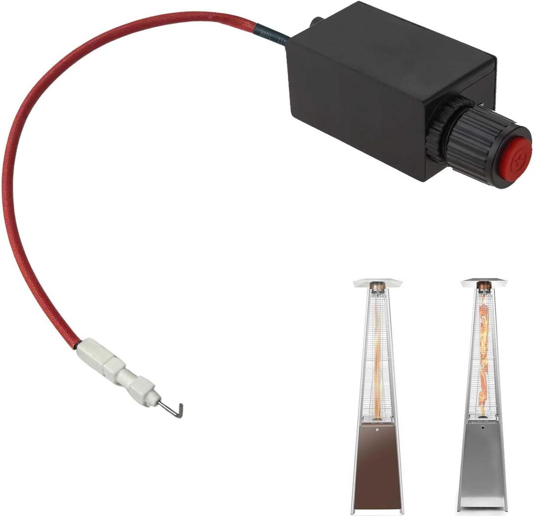 Patio Heater Electronic Push Button Pluse Igniter & Wire Patio Heater Replacement Parts, Glass Tube Patio Heater Controller Box Electronic Igniter Cable Wire (Set 2)