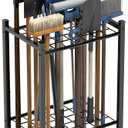 Garden Tool Organizer, Yard Tool Tower Rack for Garage Organization and Storage, Up to 35 Long-Handled Tools/Rakes/Brooms, Heavy Duty Steel Garden Tool Stand for Shed, Outdoor, Black