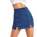 Floerns Women's Casual Split Hem High Waist Denim Skorts Skirt Shorts (Blue, M)