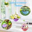 7 Pack 8 Inch Plastic Self-Watering Hanging Planters,Colorful Garden Flower Plant Pot Container Baskets with Drainer Chain for Indoor Outdoor Use,7 Colors