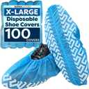 100 Pack Extra Large Disposable Blue Boot and Shoe Covers - Indoor Reusable Shoe Covers Disposable - Non Slip Booties - Fits US Men's Size 14 and Women's 16 Size
