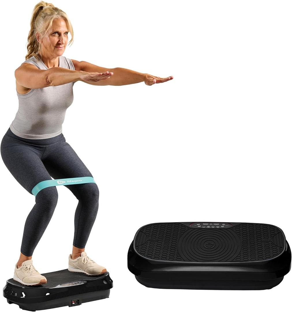 LifePro Waver Mini Vibration Plate Exercise Machine  Portable Full Body Vibration Platform for Home & Travel Workouts, Weight Loss, Toning & Wellness, with 2 Loop Bands & 4 Resistance Bands (Black)