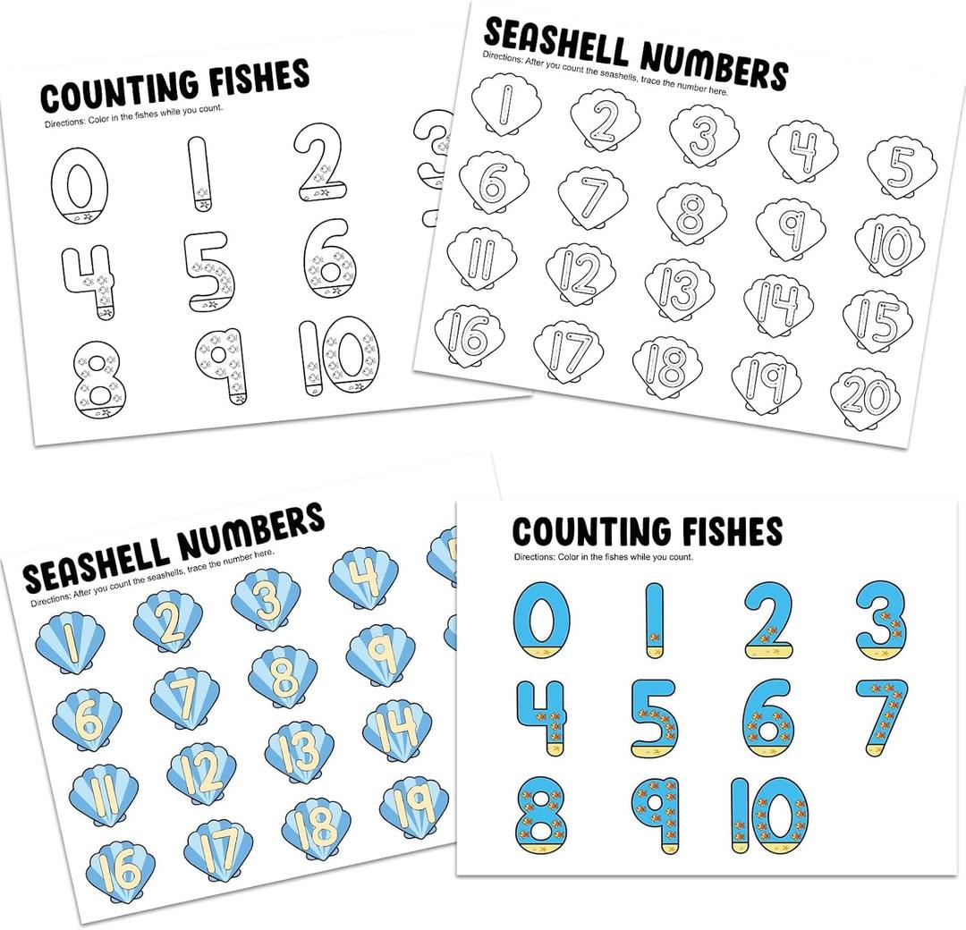 Lonfliness Number Bulletin Board Set Number Posters for Classroom Wall 1-20 Under The Sea Bulletin Board Ocean Coloring Back to School Math Educational Posters for Kid Preschool Classroom Decor