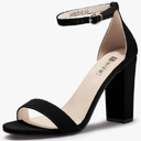 IDIFU Women's IN4 Cookie-HI Chunky High Heel Sandals Open Toe Ankle Strap Wedding Bridal Prom Dress Shoes For Women Bride Bridesmaid Black 8.5