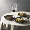 Y YHY Pasta Bowls Set of 6, Large Salad Serving Bowls, Porcelain Soup Bowls 30 Ounces, Wide and Flat, Microwave Dishwasher Safe, Matte Grey