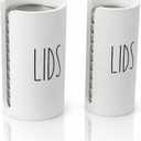 Mason Jar Lid Storage Organizer, White, 2 Pack | Wooden, Lid Holder & Dispenser, Fits Wide & Regular Mouth, Stackable for Kitchen Cabinet Pantry