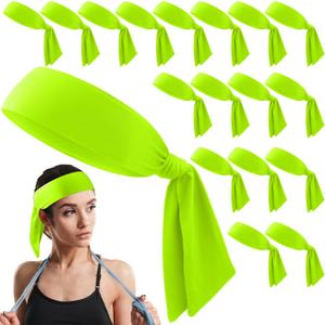 Hiboom 18 Pack Tie Headband Bulk Sports Tennis Headband for Men Women Ninja Karate Head Tie Athletic Sweatbands Elastic Hair Bands for Basketball, Football, Soccer, Running, Yoga