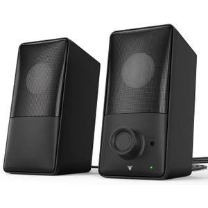 kstime Computer Speakers with Bluetooth 5.4, 14W Bass Reflex Stereo PC Speakers with 15° Tilted Design, USB Powered & AUX Inputs, Built-in Mic & Headphone Jack for Desktop, Laptop, and Phones
