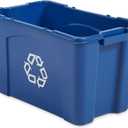 Rubbermaid Commercial Products, Recycling Bin/Box for Paper and Packaging, Stackable, 18 GAL, for Indoors/Outdoors/Garages/Homes/Commercial Facilities, Blue