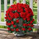 Ivydale Fake Geraniums Artificial Flowers for Outdoors Summer Decor, 2 PCS Red Faux Hanging Flowers Outdoor Plants Realistic Silk Geraniums Vines UV Resistant for Outside Planters Porch Patio Garden