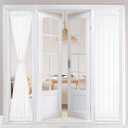 HOMEIDEAS Non-See-Through French Door Curtains Set of 2 for Front Door, Light Filtering Privacy Semi Sheer Window Curtains with Rod Pocket and Tie Back, White, 26W X 80L Inch