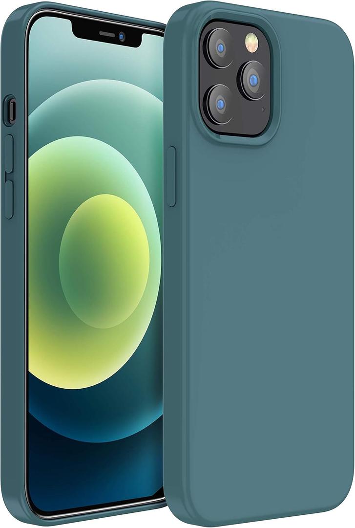 MXX for iPhone 12 pro Max Case, Soft Silicone Case with Scratch Resistant - Full Camera Protection Anti-Scratch Microfiber Lining Full-Body Protective 12 pro Max Phone Case 6.7"- Midnight Green
