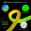 iNextStation 360 Glow USB Rope Lights 16.4FT RGB LED Lights, Braided Silicone Led Strip Lights, IP67 Waterproof, APP/Remote Control, Music Sync, Neon Lights Strip Color Changing for Outdoor/Indoor