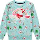 Funnycokid Kids Ugly Christmas Sweater Girls Boys Xmas Sweatshirt Funny Fleece Outfit 3D Print Clothes 4-16 Years (Blue, M)