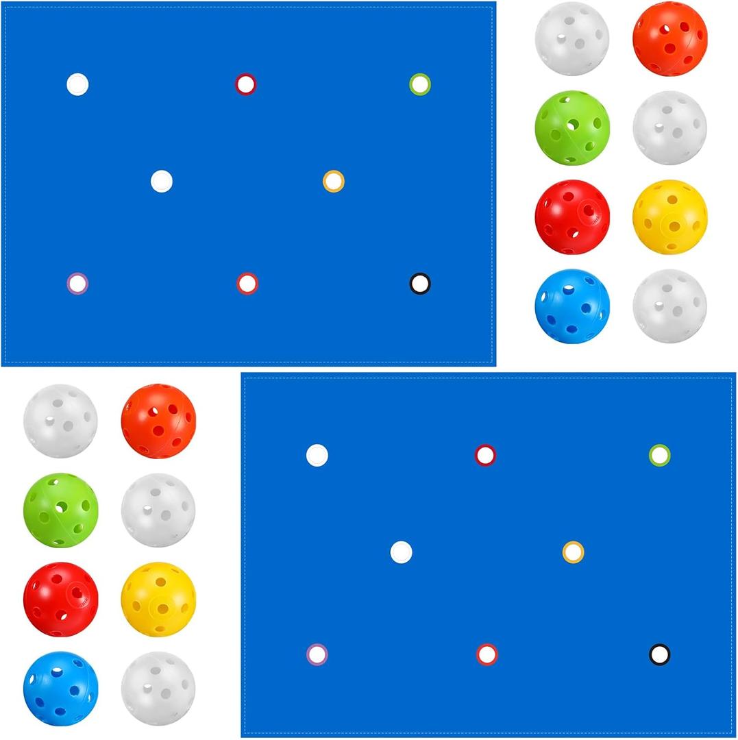 Tradder 2 Set Hole Tarp Team Building Game 85 x 57 Inches Learning Fun Team Building Games for Work with 16 Pcs Ball for Teamwork Group Activities(Blue)