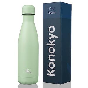Konokyo Insulated Water Bottles,17 oz Double Wall Stainless Steel Vacumm Metal Flask for Sports Travel,Macaron Green