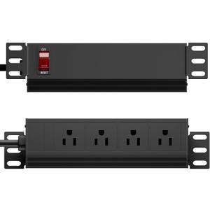 10 inch Rack PDU-1U (4 Rear Outlets),10" inch Rack Power Strip with Protection (125V/15A 6ft Cable),Rack Mount Power Distribution Unit for 10" Mini Server Rack Accessories,Network Cabinets/Rack/Self