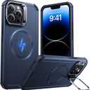 ESR for iPhone 14 Pro Max Case with Stand, 23 ft Military-Grade Drop Protection Heavy Duty Magnetic Phone Case, Compatible with MagSafe Accessories, Cyber Series, Blue